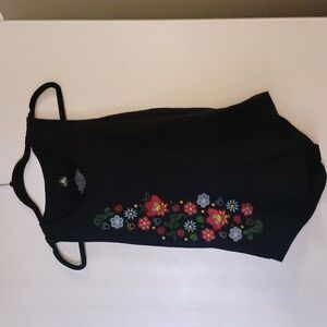 Disney Black Tank Top with Floral Accents